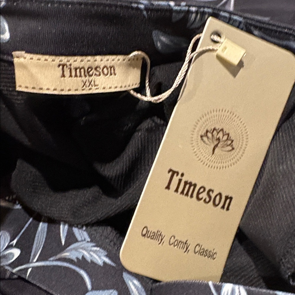 Timeson Women's Short Sleeve V Neck Blouse Floral Tunic top, XXL. NWT. Black - Picture 9 of 14